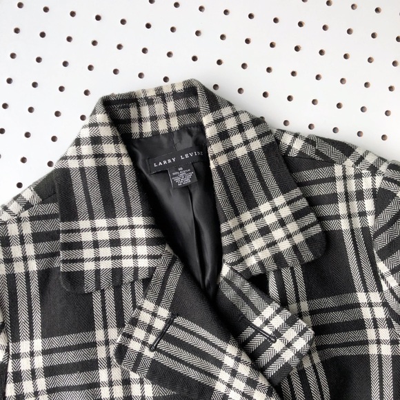 LARRY LEVINE short plaid wide sleeve blazer jacket - Picture 3 of 5